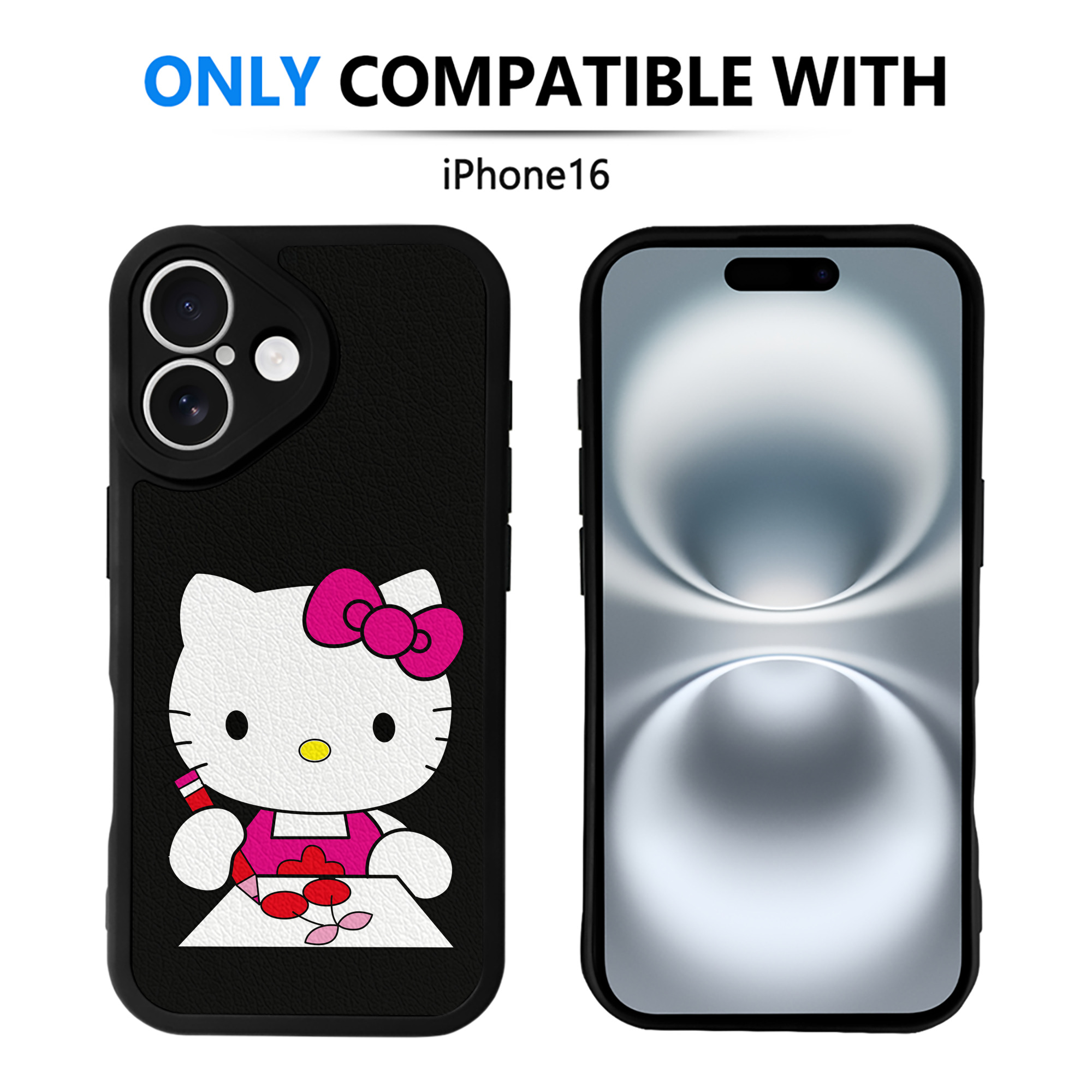（画像用） Hello Kitty ハローキティ 【iPhone 16シリーズ対応】シリコンスマホケース（レザー調） 材質：シリコン
